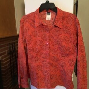 Patagonia cotton blend blouse in size 8, color is orange